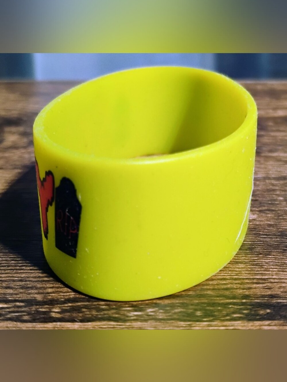 Neon Yellow Spooky Wristband with Pink Pop Lettering - Picture 3 of 7